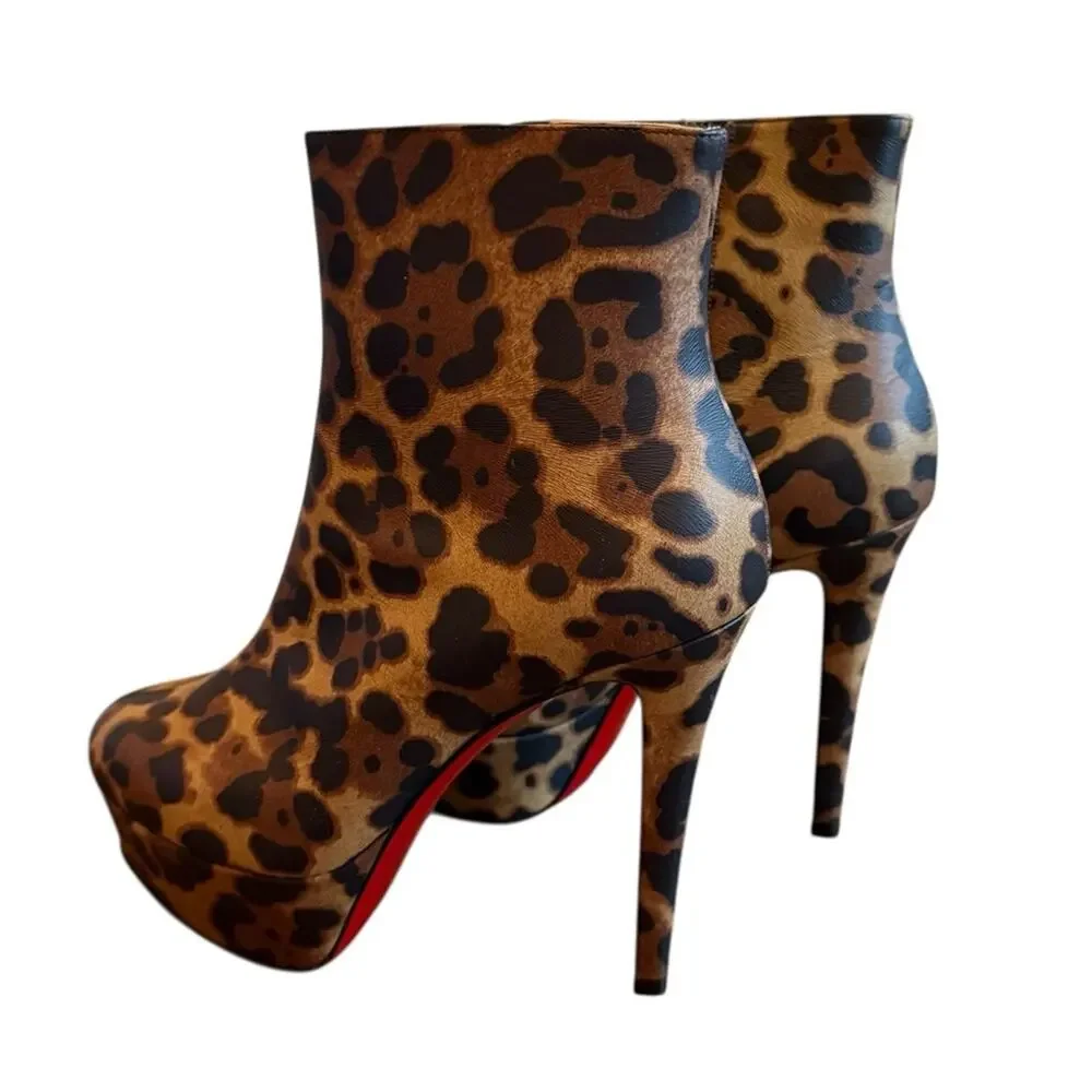 Christian Louboutin Bianca Booty 120 Leopard Platform 36.5 US 6.5 NEW No Box